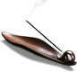 Moylor 9" Ceramic Leaf Incense Stick Holder – 3-Hole Ash Catcher for Yoga, Meditation, Home & Office, Elegant Brown Decor - PuriLite