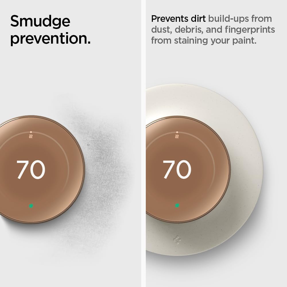 Spigen Wall Plate Designed for New Google Nest Learning Thermostat 4th Generation (2024) Wall Plate - Matte Black - PuriLite