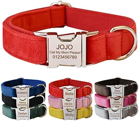 Custom Dog Collar with Metal Buckle - Pet Collars Personalized with Name and Phone Number (Plaid) - PuriLite