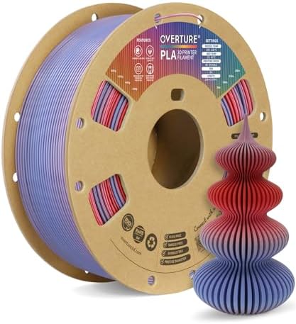 OVERTURE PLA Filament 1.75mm PLA 3D Printer Filament, 1kg Cardboard Spool (2.2lbs), Dimensional Accuracy +/- 0.02mm, Fit Most FDM Printer (Black 1-Pack) - PuriLite
