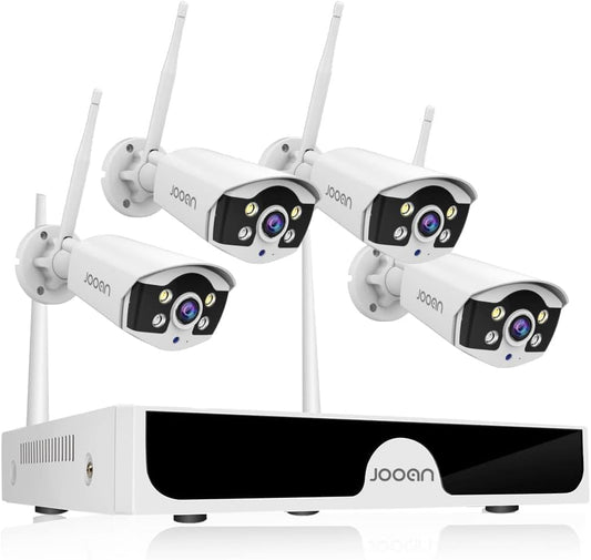 JOOAN【IP67 Weatherproof & H.265+ System】3MP Security Camera System Outdoor,10-Channel NVR&4Pcs FHD 1296P Video Record CCTV Cameras,Waterproof&Good Night Vision,Motion Dectection&Email Alarm,No HDD - PuriLite