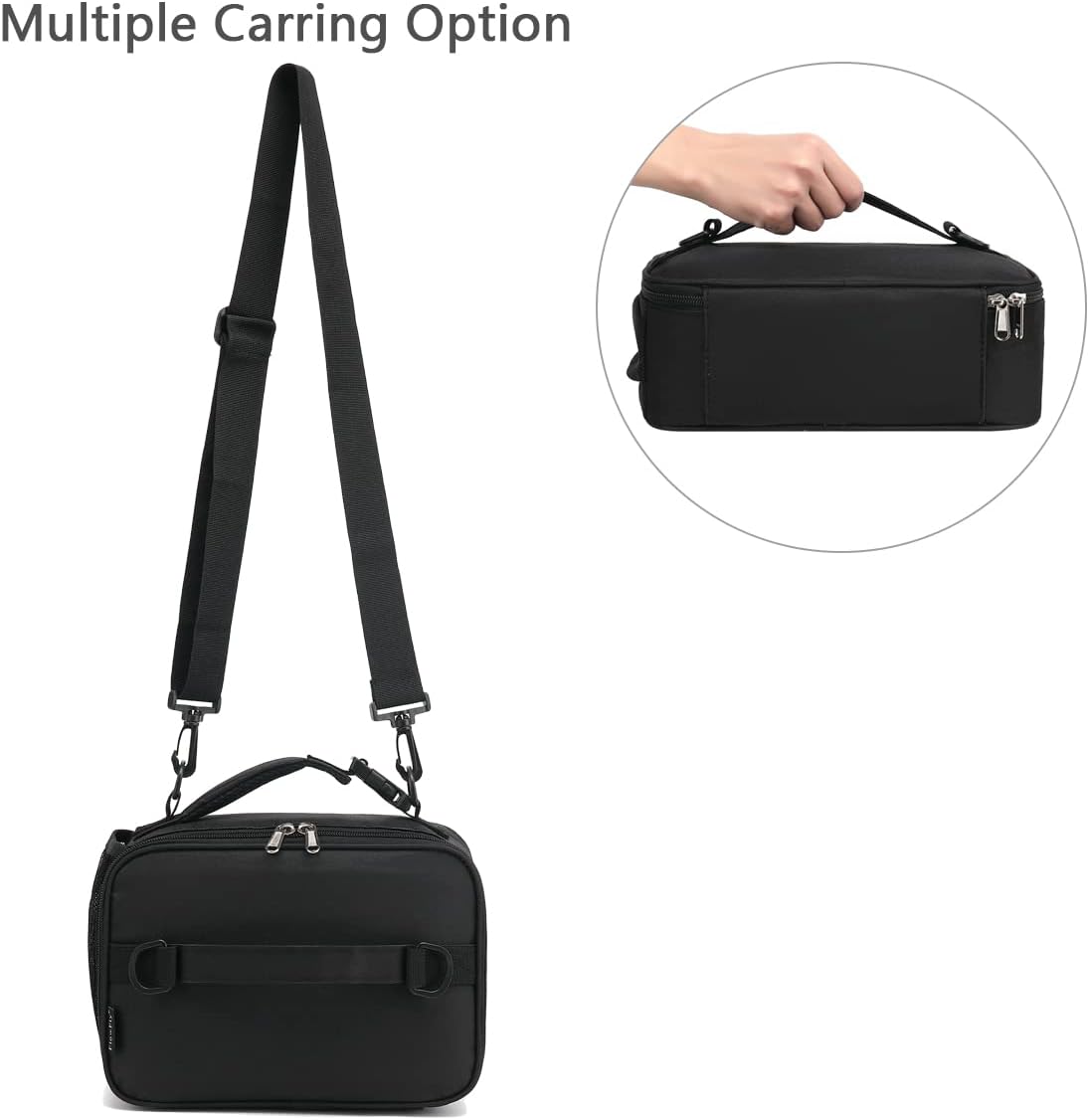FlowFly Kids Lunch Box Insulated Soft Bag Mini Cooler Back to School Thermal Meal Tote Kit for Girls, Boys, Black - PuriLite
