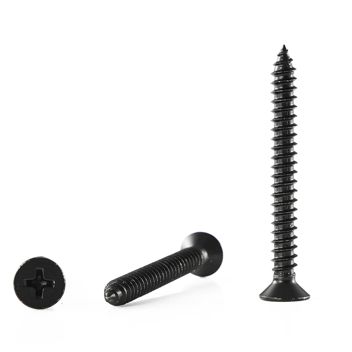 GOHODOMINO #4 x 1/2" Wood Screw 100Pcs, Stainless Steel 304 (18-8) Screws Flat Head Phillips Fast Self Tapping Drywall Screws Black Oxide - PuriLite