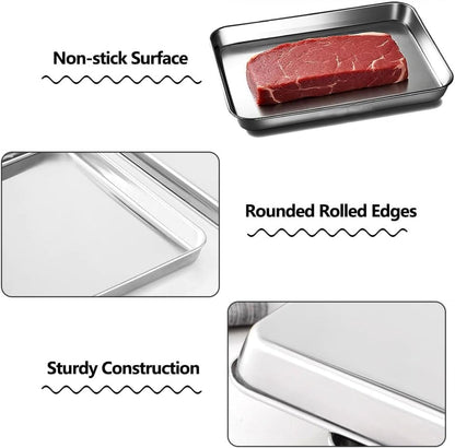 Baking Sheet with Rack Set, 11 inch Stainless Steel Baking Pan Tray Cookie Sheet with Cooling Rack, for Cookies/Baking/Steak, Rust-Free, Easy Clean & Dishwasher Safe - PuriLite