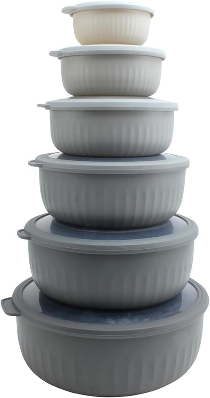 COOK WITH COLOR Prep Bowls with Lids- 8 Piece Nesting Plastic Small Mixing Bowl Set with Lids (Teal Ombre) - PuriLite