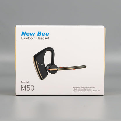 Bluetooth Headset V5.2 New Bee Bluetooth Earpiece CVC8.0 Dual Mic Noise Cancelling Wireless Handsfree 24Hrs Talktime Driving Headset with Mic Mute for iPhone Android Smartphone Business Office - PuriLite