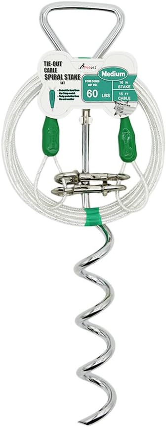 Petest 25ft Reflective Tie-Out Cable for Small Dogs Up to 35 Pounds - PuriLite