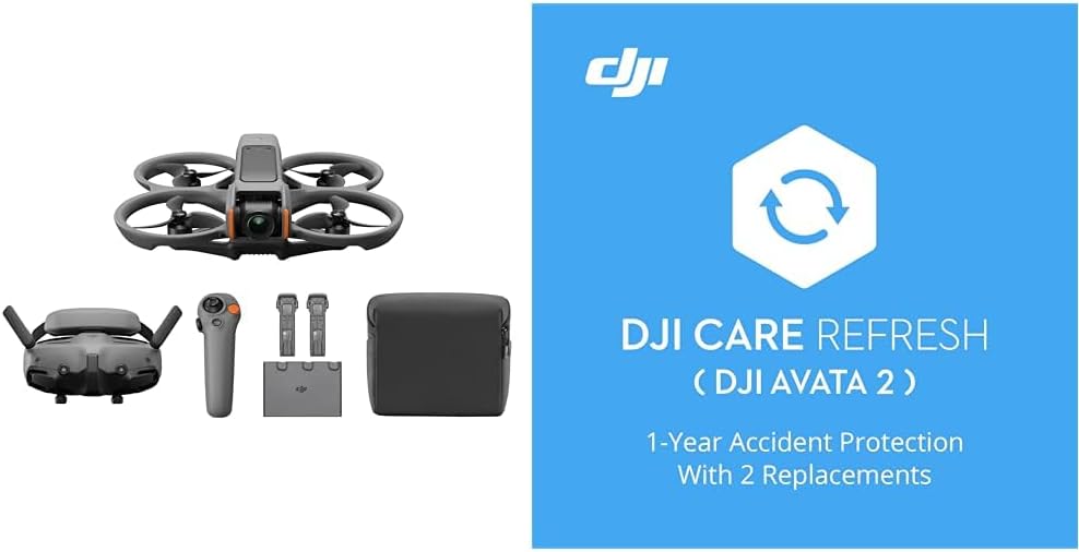 DJI Avata 2 Fly More Combo (3 Batteries), FPV Drones with Camera for Adults 4K, Immersive Experience, One-Push Acrobatics, Built-in Propeller Guard, 155° FOV, Drone Compliant with FAA Remote ID - PuriLite