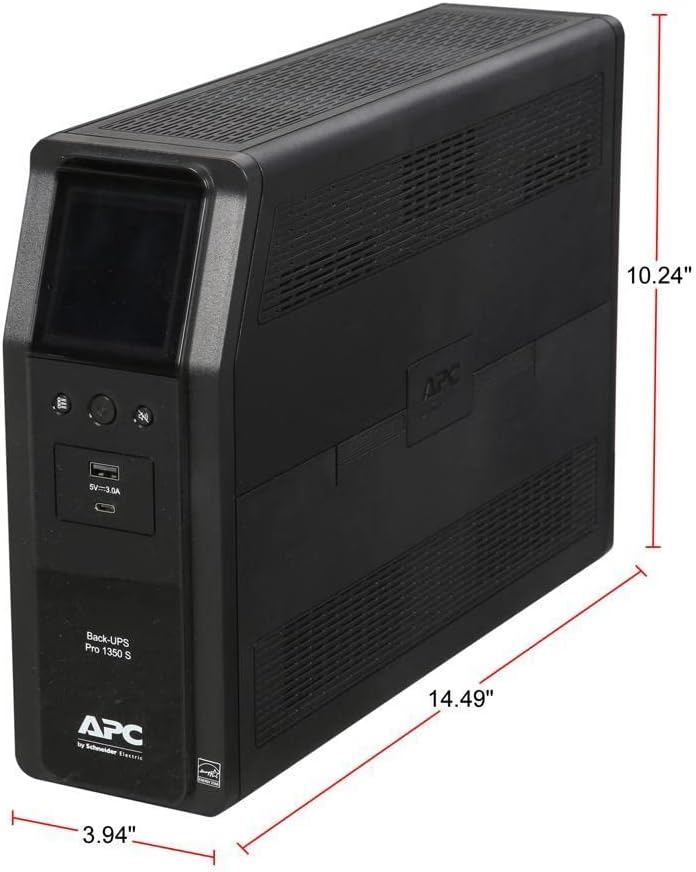 APC BR1000MS Sine Wave UPS Battery Backup & Surge Protector, 1000VA, Backups Pro, Black - PuriLite