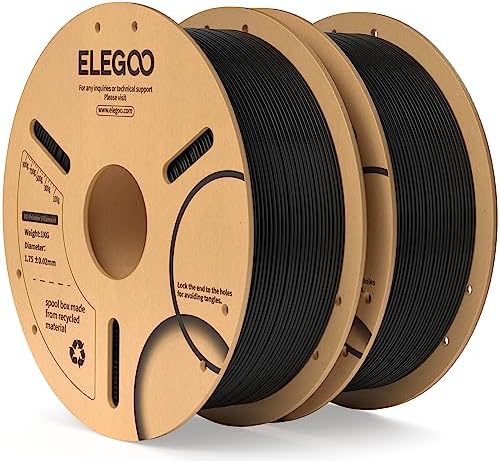 ELEGOO PLA Filament 1.75mm Black 1KG,3D Printer Filament Dimensional Accuracy +/- 0.02mm,1kg Cardboard Spool(2.2lbs) 3D Printing Filament Fits for Most FDM 3D Printers - PuriLite