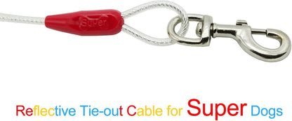 Petest 25ft Reflective Tie-Out Cable for Small Dogs Up to 35 Pounds - PuriLite