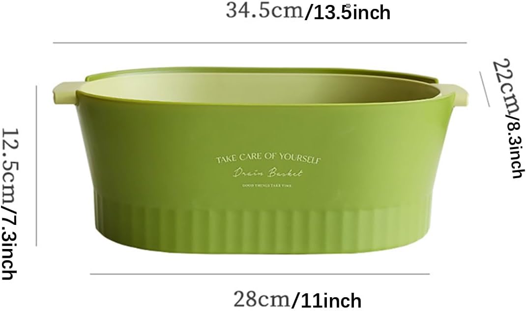 Kitchen Washbas Food Strainer Drain Basket Rotating Drainer Double-Layer Basin Vegetable Fruit Washing Strainer - PuriLite