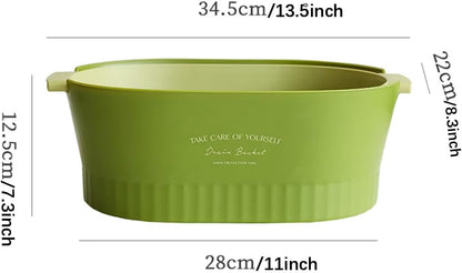 Kitchen Washbas Food Strainer Drain Basket Rotating Drainer Double-Layer Basin Vegetable Fruit Washing Strainer - PuriLite