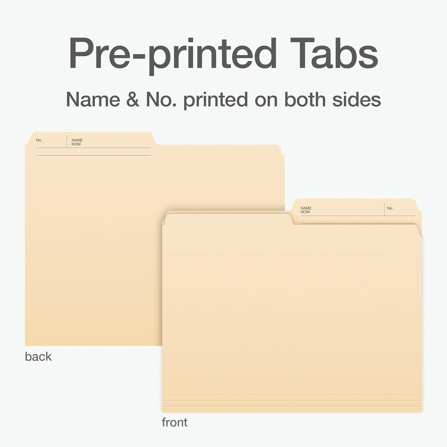 Pendaflex File Folders, 1/2 Cut Tab, Letter Size, Manila, Durable & Tear-Resistant File Organizers, 100/Box for Office, Home & School Filing Systems, Reversible & Eco-Friendly Design - PuriLite