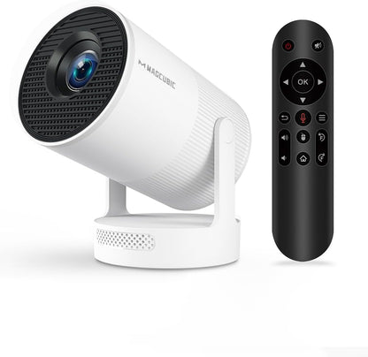 Magcubic 2026 Upgraded Mini Projector 4K Support with WiFi 6 and Bluetooth 5.4, 5W Soundbase Speaker, Portable Projecteur with Auto Vertical Keystone 180° Rotatable Lens Cap for Movie Home HY300Pro+