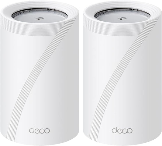 TP-Link Deco BE11000 Tri-Band WiFi 7 Mesh (Deco BE65 Pro) - 11 Gbps, 6 GHz/5 GHz/2.4 GHz Bands, 5 Gbps Ports, MLO, 320 MHz Channels, HomeShield, Universal Compatibility - 2-Pack - PuriLite