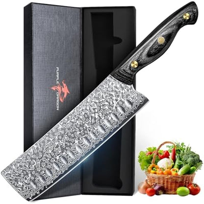 Purple Dragon Damascus Fish Fillet Knife - 7 inch Flexible Boning Knife with VG10 Core, Kitchen Slicing Knife with Full Tang Handle, Birthday Dad Mom Gift - PuriLite