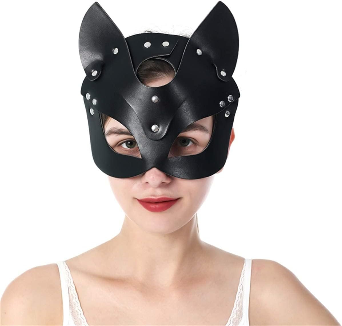 Women Leather Masks Masquerade Party Mask for Cosplay Halloween Costume Accessory - PuriLite