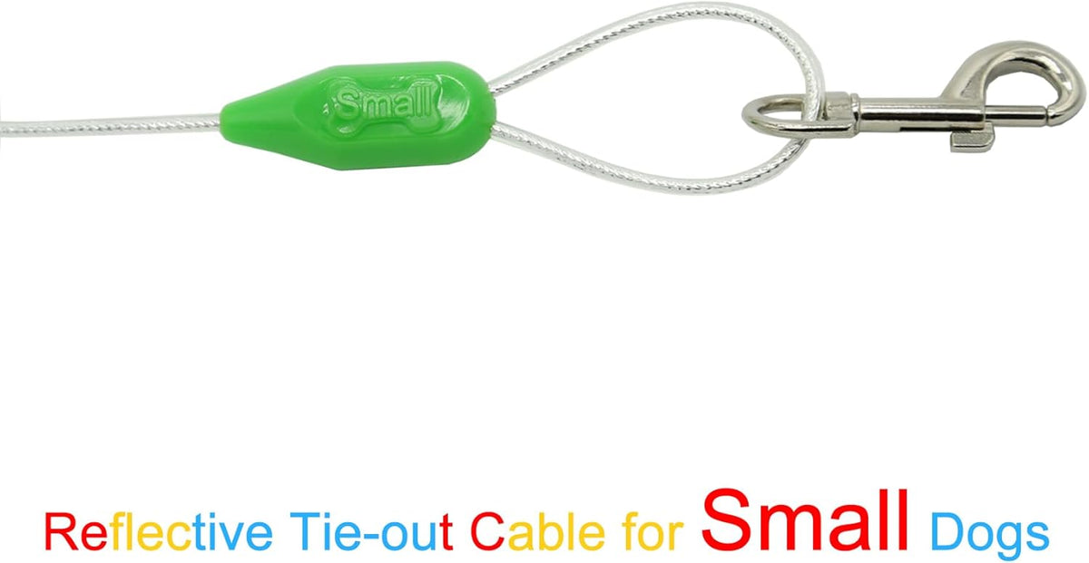 Petest 25ft Reflective Tie-Out Cable for Small Dogs Up to 35 Pounds - PuriLite
