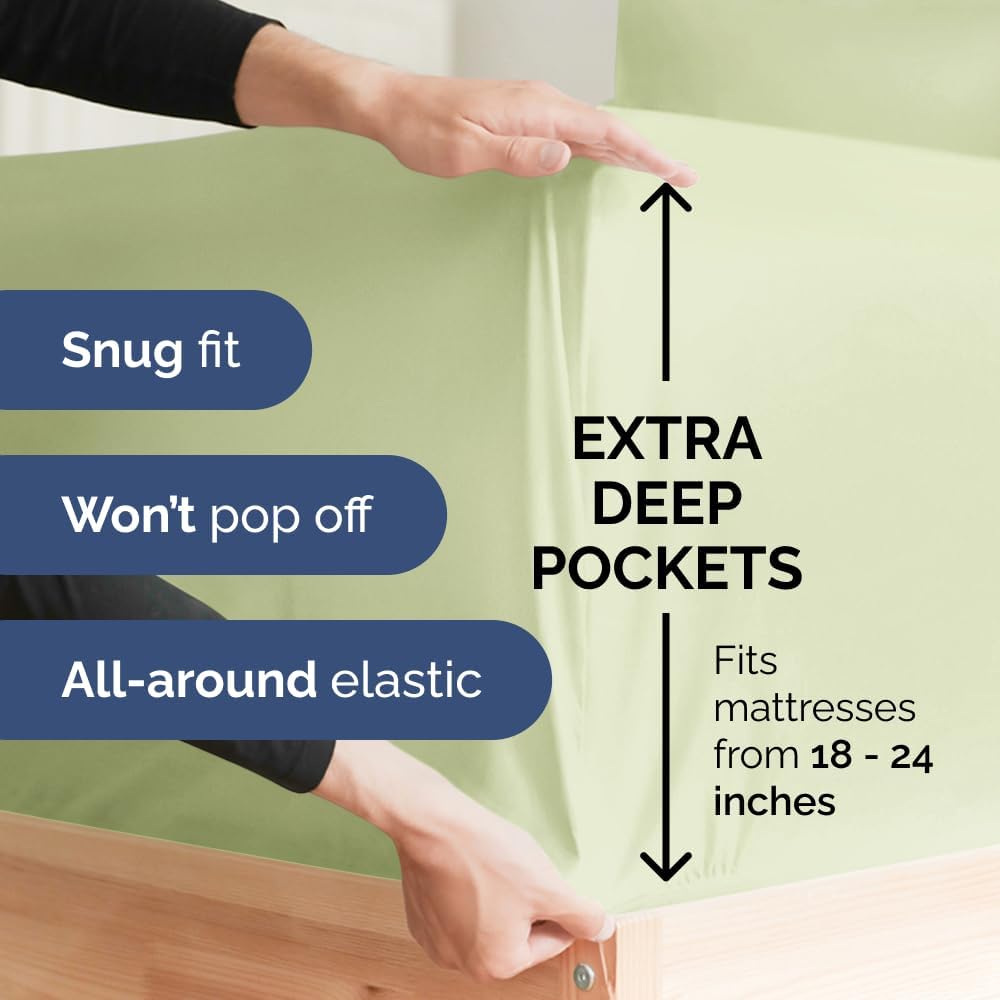 Extra Deep Queen Sheet Set - 6 Piece Breathable & Cooling Sheets - Hotel Luxury Bed Sheets Set - Easy & Secure Fit - Soft, Wrinkle Free & Comfy Sheets Set - White Sheet Set w/Extra Deep Pockets - PuriLite