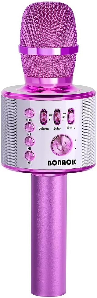 BONAOK Wireless Bluetooth Karaoke Microphone,3-in-1 Portable Instrument Wireless Microphone Mic Speaker Machine Home Party Birthday for All Smartphones（Black） - PuriLite