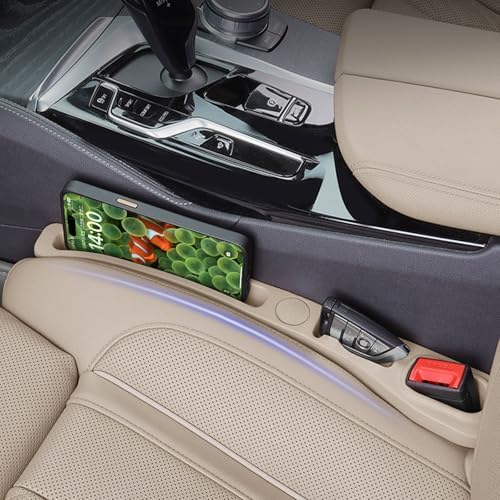 MBERFITU 2 Pack Car Seat Gap Filler Organizer, PU Leather Seat Crevice Blocker Fill The Gap Between Seat and Center Console Stop Things from Dropping (Updated Version) - PuriLite