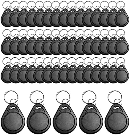 RFID Key Fobs 125KHz 50 PCS, T5577 Proximity ID Tag Rewritable Keypad Card Door Lock Entry Access Control System Fob Tag Wholesale (Black) - PuriLite
