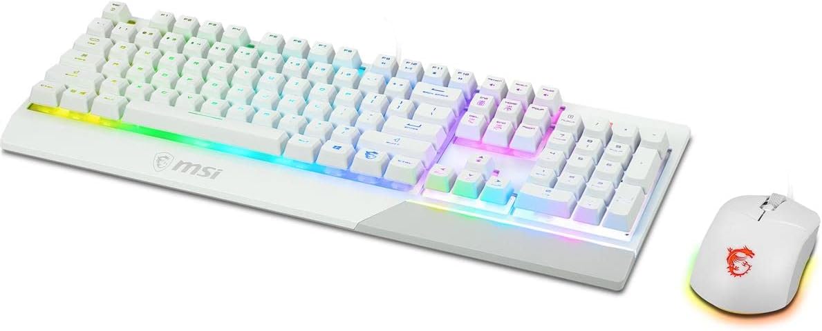 MSI Vigor Backlit RGB Dedicated Hotkeys Anti-Ghosting Mechanical Feel Gaming Keyboard & Gaming Mouse Combo (Vigor GK30 Combo White US) - PuriLite
