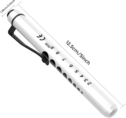 RISEMART Pen Lights for Nurses, 2 Pack Reusable Medical Light with Pupil Gauge and Ruler, White Light LED Penlight for Student Doctors EMT (Black/White) - PuriLite