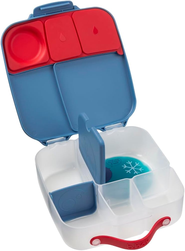 b.box 5-Compartment bento Style Lunch Box for Kids, Toddlers, Childrens, BPA-Free Food Storage Container with Cooler Pack, ON-The-GO Food Box with Handles Included Custom Divider, Lemon Twist - PuriLite