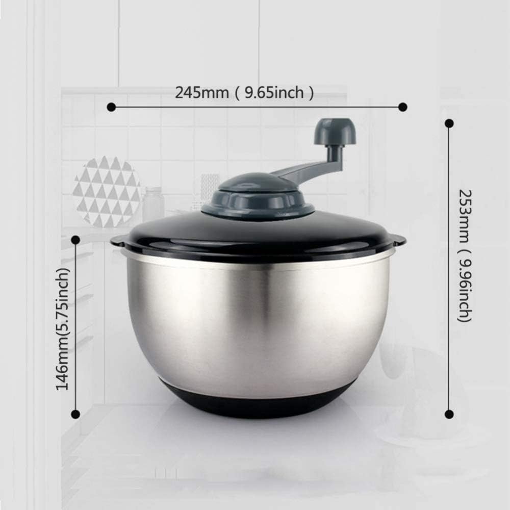 Salad Spinner, Stainless Steel Salad Dried Bowl, Great Capacity Innovative Design Vegetable Dehydrator with Grid and Bowl, Efficient and Easy Drying with Pull System,Silver-A - PuriLite