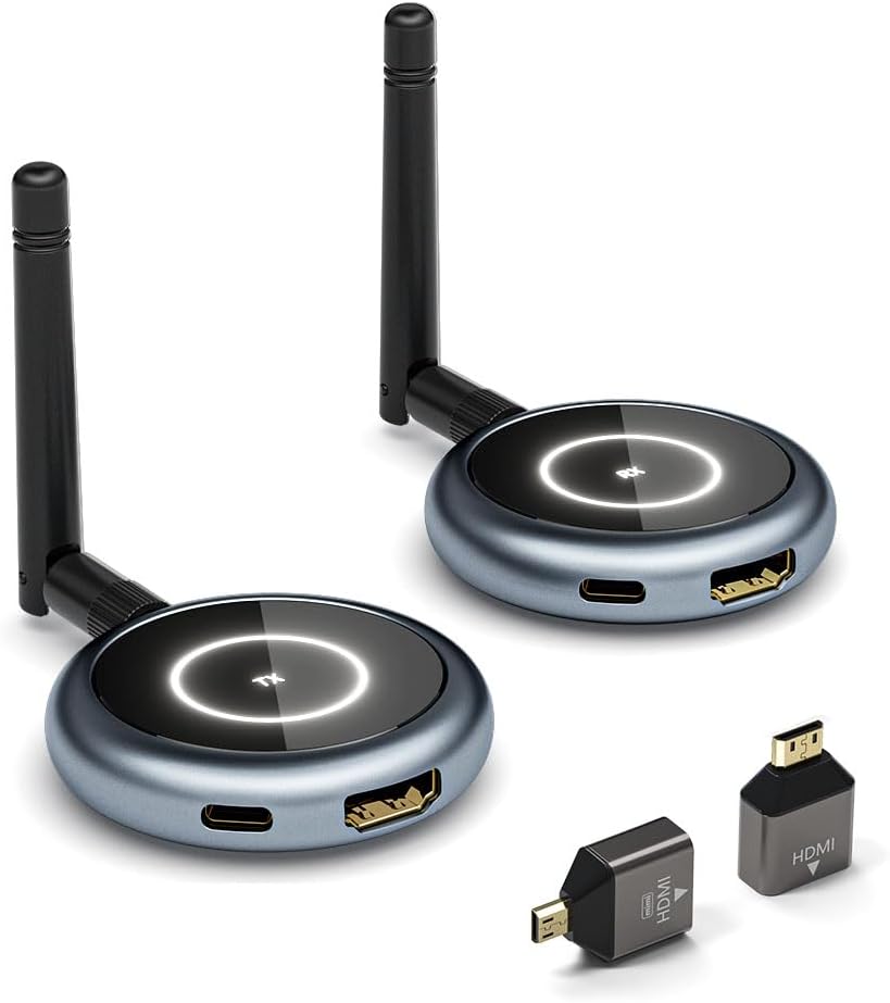 AIMIBO Wireless HDMI Transmitter and 4 Receivers, 5.8G @60Hz, Plug & Play HDMI Wireless Multiple TVs Extender for Streaming Video/Audio from Laptop, Camera, TV Box to TVs, Projectors, Monitors -165FT - PuriLite