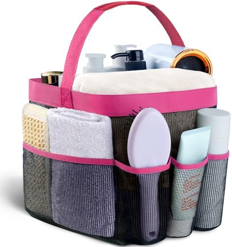 Attmu Mesh Shower Caddy Portable for College Dorm Room Essentials with 8 Pockets, Hanging Shower Caddy Basket Tote Bag Toiletry Accessories for Bathroom - PuriLite