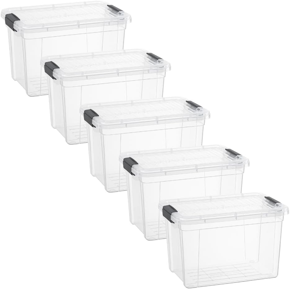Superio Storage Bins with Lids- 3 Pack, 1.85 Qt Clear Boxes for Organizing, Stackable Plastic Containers- BPA Free, Non-Toxic, Odor Free, Organizer for Home, Office, Dorm - PuriLite