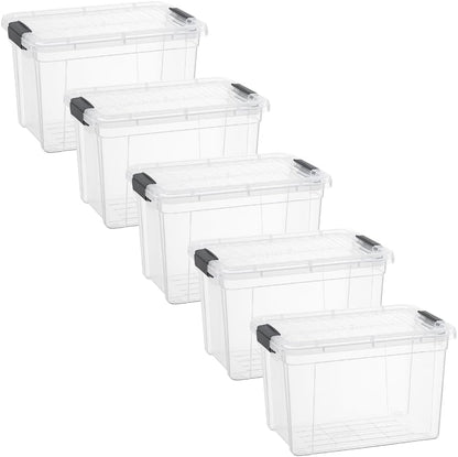 Superio Storage Bins with Lids- 3 Pack, 1.85 Qt Clear Boxes for Organizing, Stackable Plastic Containers- BPA Free, Non-Toxic, Odor Free, Organizer for Home, Office, Dorm - PuriLite