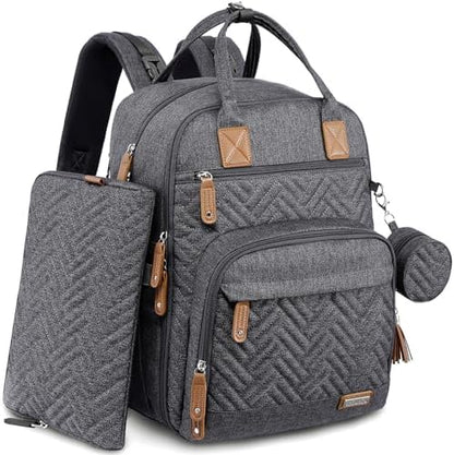 Diaper Bag Backpack, iniuniu Large Baby Bags with Diaper Pouch, Washable Changing Pad, Pacifier Case and Stroller Straps - PuriLite