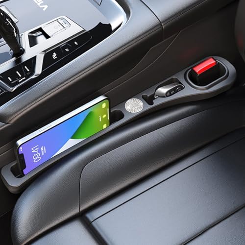 MBERFITU 2 Pack Car Seat Gap Filler Organizer, PU Leather Seat Crevice Blocker Fill The Gap Between Seat and Center Console Stop Things from Dropping (Updated Version) - PuriLite