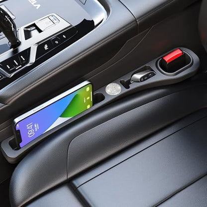 MBERFITU 2 Pack Car Seat Gap Filler Organizer, PU Leather Seat Crevice Blocker Fill The Gap Between Seat and Center Console Stop Things from Dropping (Updated Version) - PuriLite