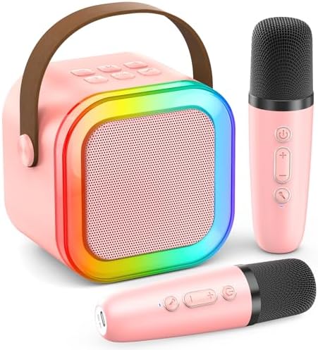 Karaoke Machine for Kids Adults, Portable Bluetooth Mini Karaoke Microphone Singing Speaker Karaoke Player with 2 Wireless Mic Toys for All Smartphones,Birthday, Family,Home Party (Purple) - PuriLite