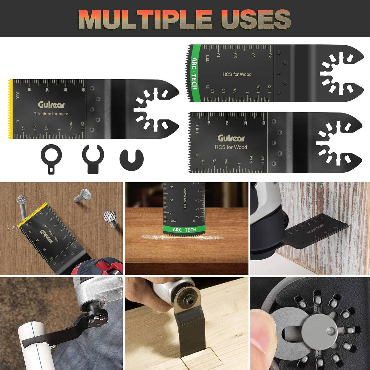 50PCS Universal Oscillating Tool Oscillating Saw Blades, Include 5PCS Titanium Oscillating Multitool Blades for Metal and Hard Material, Quick Release Multi Tool Blades Fits Most Models The Market - PuriLite