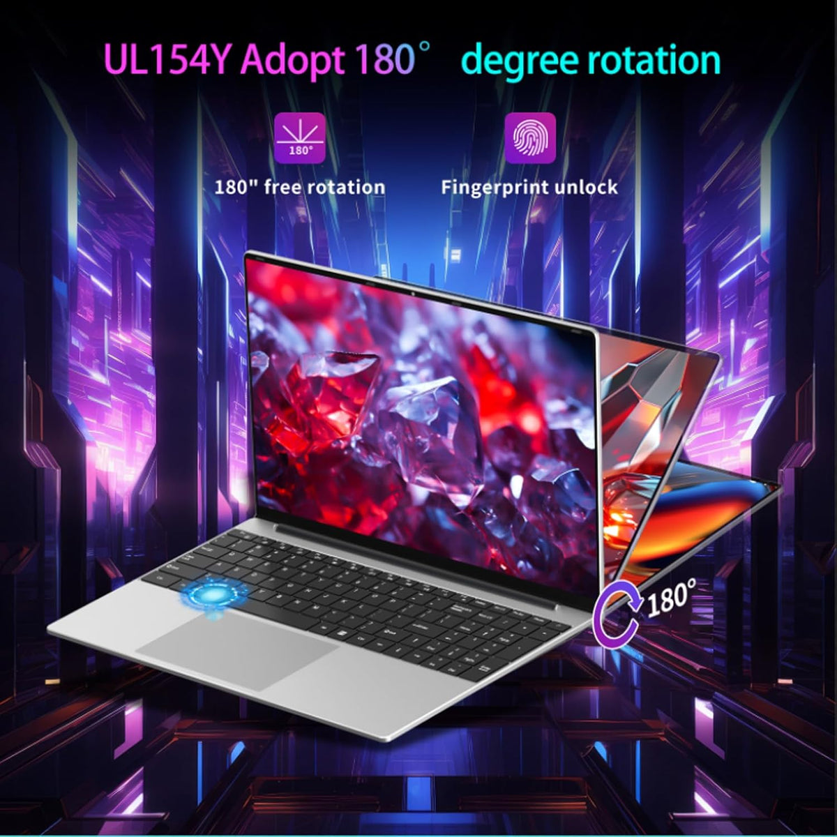 Gaming Laptop,15.6 Inch FHD IPS 1920*1080 Laptop Computer, Laptops 12th Gen N95 Processor (Up to 3.4GHz) , 16GB 512GB SSD, Supports 180 Angle Opening Backlit Keyboard Fingerprint Unlock Win 11 Pro - PuriLite