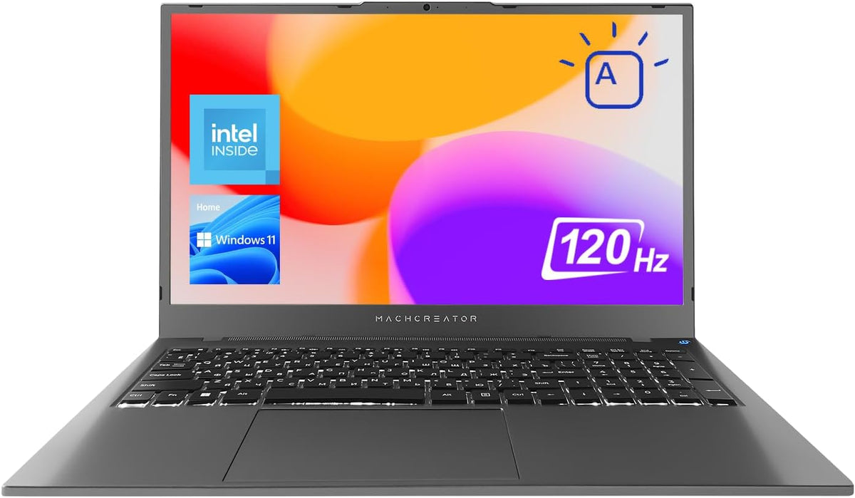 Machenike Machcreator N17A 17.3" Laptop, 17.3" FHD 120Hz Display, 4-Cores Intel Processor, 16GB DDR5 RAM, 512GB PCIe SSD, HDMI, Webcam, Backlit Keyboard, SD Card Reader, Wi-Fi, Windows 11 Home, Grey - PuriLite