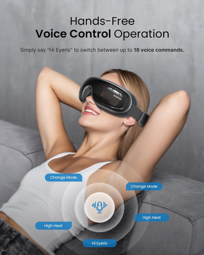 RENPHO Eyeris 3 Heated Eye Mask with Cooling Gel Pad – Rechargeable Eye Relaxation Device with Voice Control, Bluetooth Music & Adjustable Fit