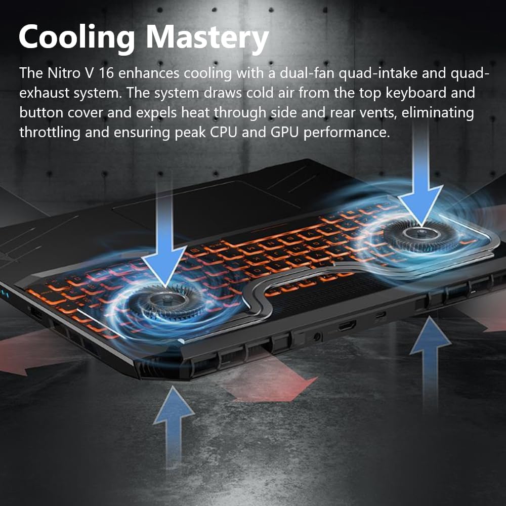 acer Nitro V Gaming Laptop | AMD Ryzen 7 8845HS Octa-Core AI Capable Processor | NVIDIA GeForce RTX 4060 GPU | 16" WUXGA IPS 165Hz Display | 16GB DDR5 | 1TB Gen 4 SSD | Wi-Fi 6E | ANV16-41-R5J0 - PuriLite