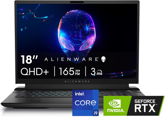 Alienware M18 R2 Gaming Laptop - 18 QHD+ 165Hz 3ms Display, Intel Core i9-14900HX, 32GB DDR5 RAM, 1TB SSD, NVIDIA GeForce RTX 4080 12 GB GDDR6, Windows 11 Home, Onsite Service - Dark Metallic Moon - PuriLite