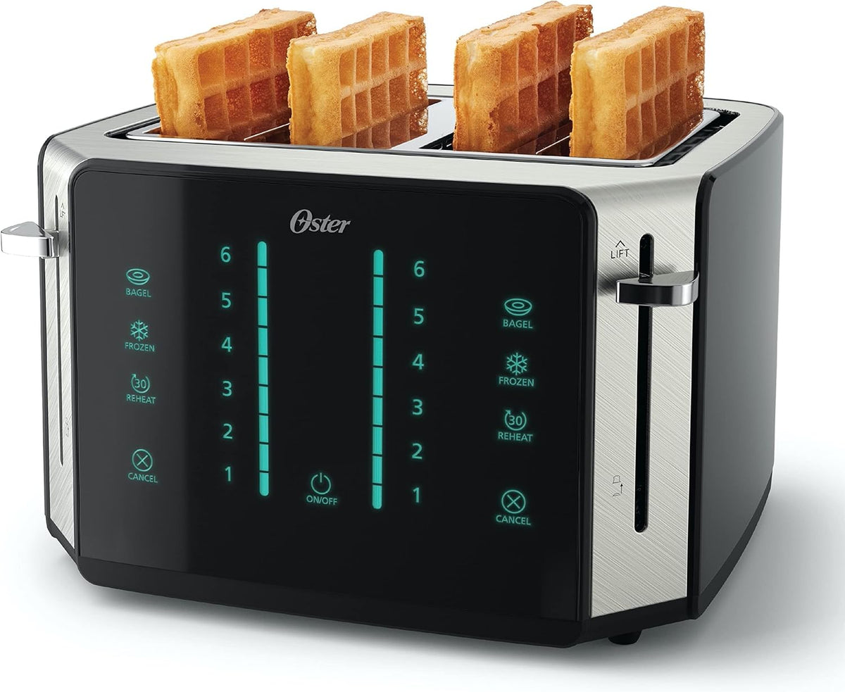 Oster 4-Slice Touchscreen Toaster with Digital Controls, Black and Stainless Steel - PuriLite
