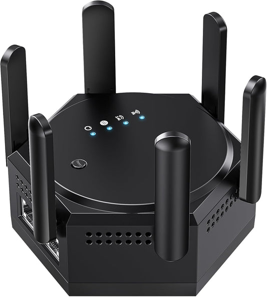 1200Mbps Dual Band (5GHz/2.4GHz) WiFi Extender Signal Booster,WiFi Repeater Covers Up to 12880Sq.ft and 60 Devices,Internet Booster with Ethernet Port for Home Wireless (Black)