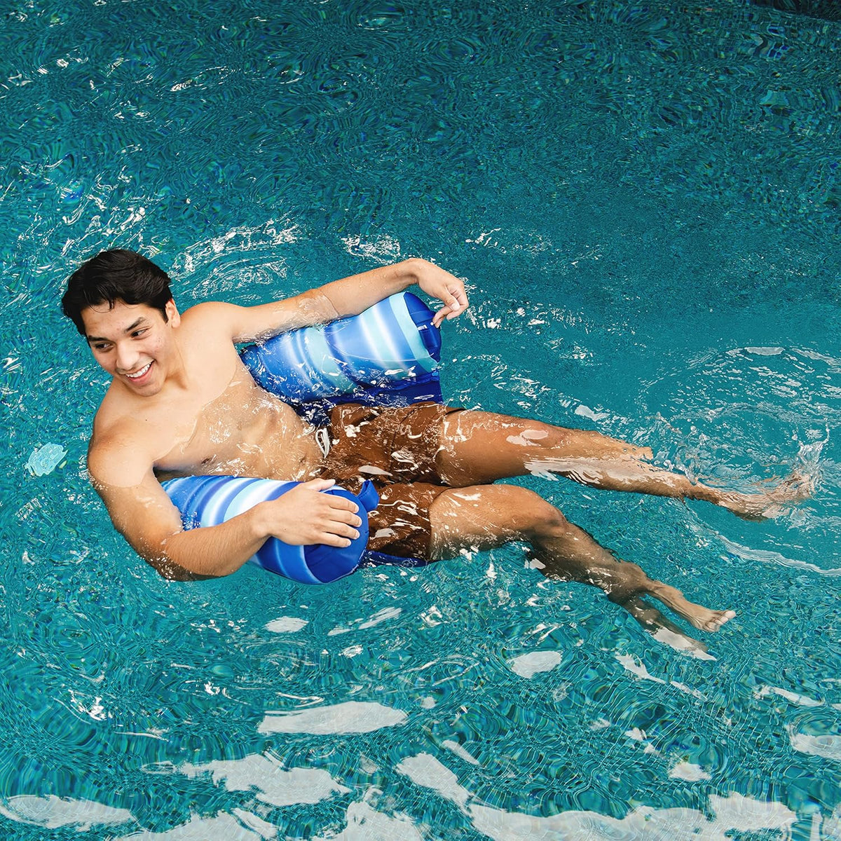 Big Joe Noodle Sling, No Inflation Needed, Pool Float with Armrests, Quick Draining Fabric, Cup Holder - PuriLite