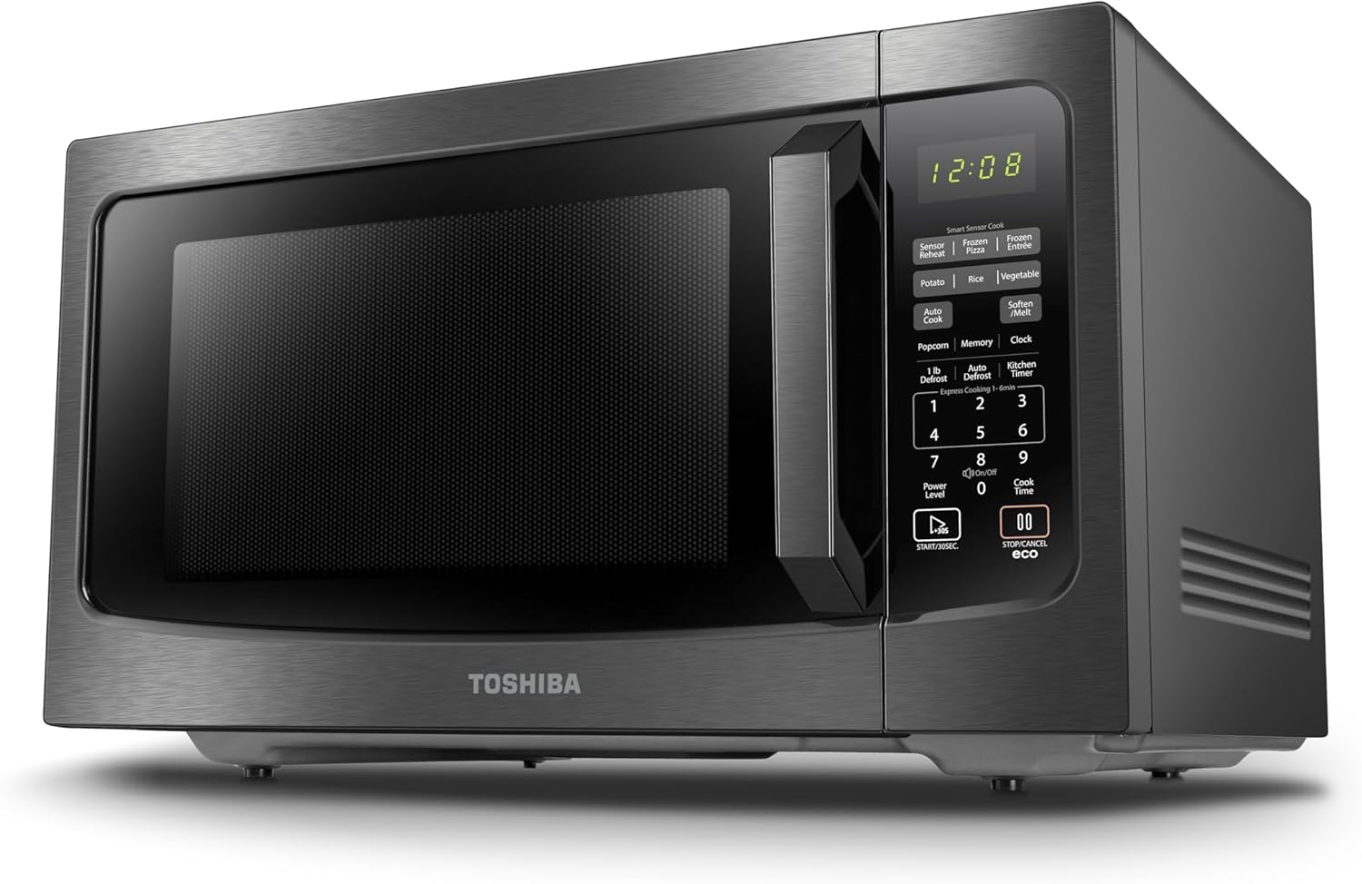 TOSHIBA ML-EM45P(BS) Countertop Microwave Oven with Smart Sensor and Position Memory Turntable, Memory Function, 1.6 Cu.ft with 13.6 inch Removable Turntable, Black Stainless Steel, 1200W - PuriLite