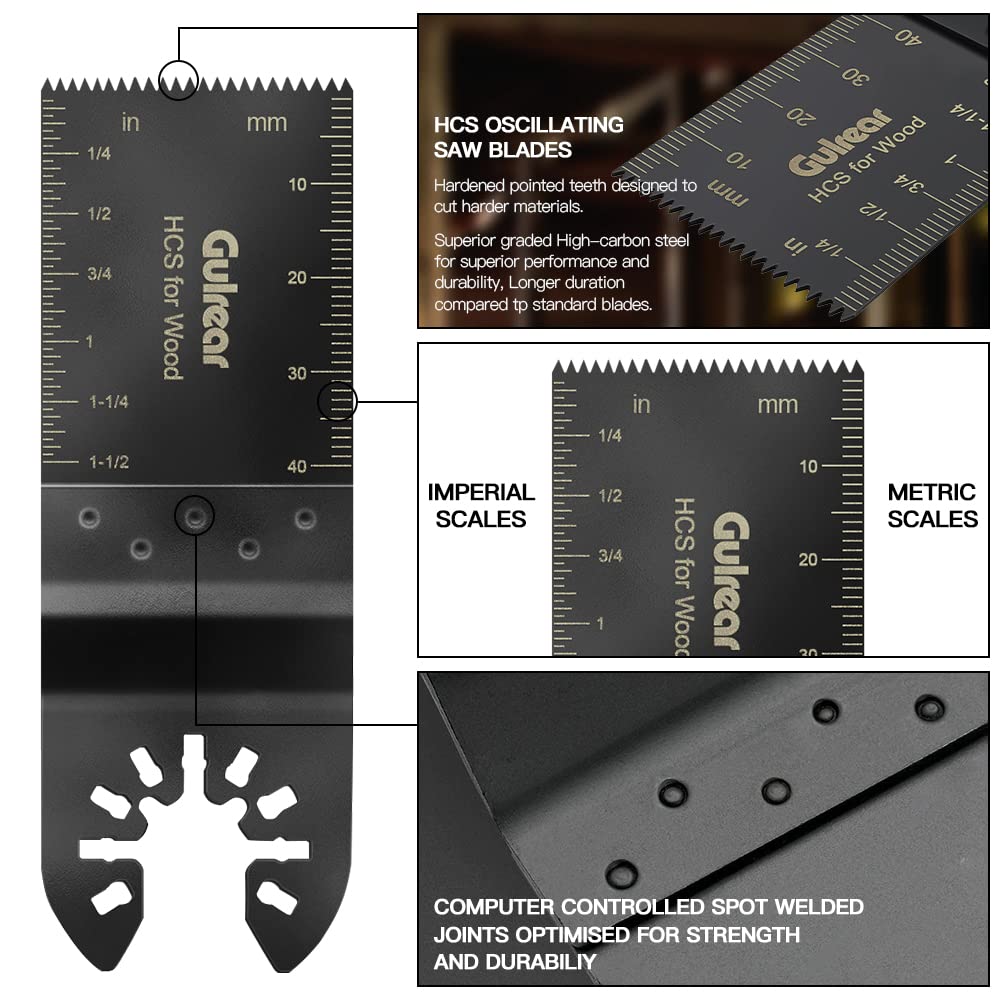 50PCS Universal Oscillating Tool Oscillating Saw Blades, Include 5PCS Titanium Oscillating Multitool Blades for Metal and Hard Material, Quick Release Multi Tool Blades Fits Most Models The Market - PuriLite